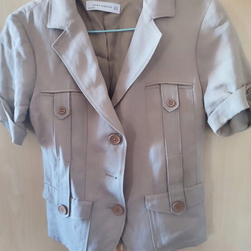 Zara short beige linen jacket like new, size XL