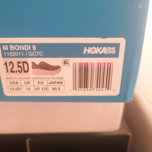 Hoka Bondi 9 GCTC athletic shoes new, size 47