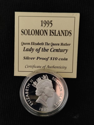 Μεγάλο ασημένιο νόμισμα Solomon Islands 1995 Lady of the Century καινούργιο με COA