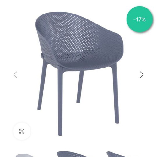 Sky armchairs set of 4 like new, dark grey polypropylene