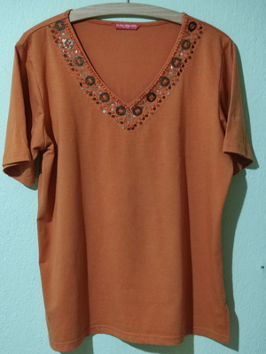 Women's cotton blouse like new, orange, size XL