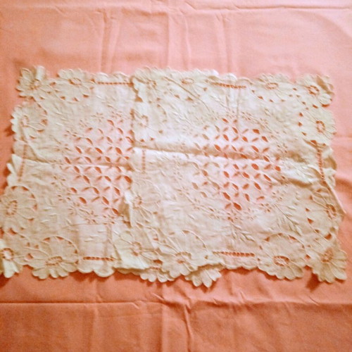 Cutwork embroidered towels used, set of 2 pieces