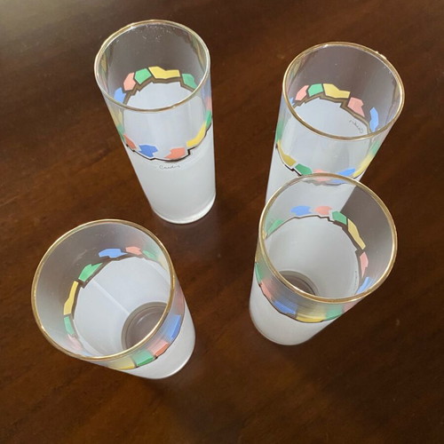 Pierre Cardin vintage glasses set of 4, new with gold details
