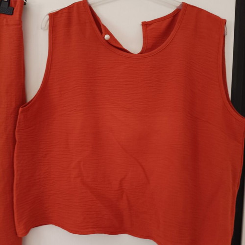 Women's set top and zip culotte new, terracotta color