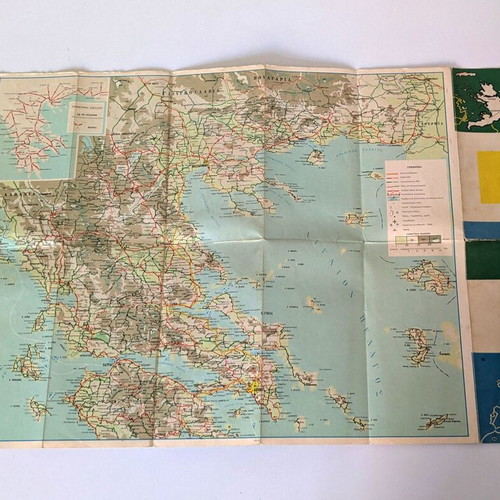 Vintage BP Touring Service Road Map of Greece 1964 used