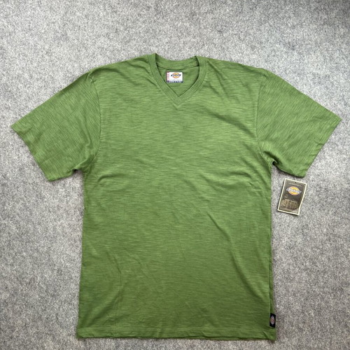 Dickies men's medium green V-neck T-shirt, 100% cotton
