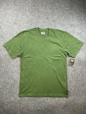 Dickies men's medium green V-neck T-shirt, 100% cotton