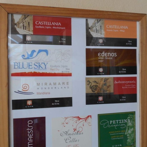 Cair wine product promotional labels used, pack of 20 in frame