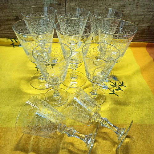 Vintage crystal glasses set of 10 from France, like new