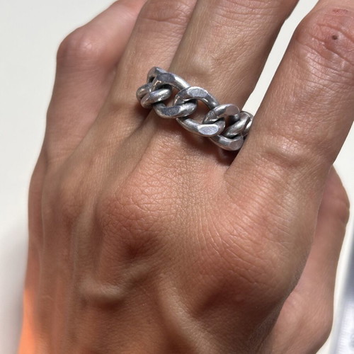 Silver chunky chain ring, 925 sterling silver, Tokyo 2024