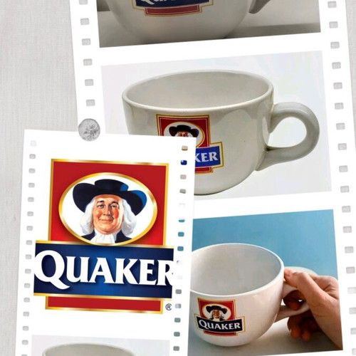 Quaker collectible bowl like new, white ceramic with logo