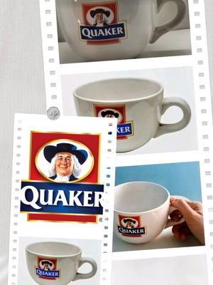 Quaker collectible bowl like new, white ceramic with logo