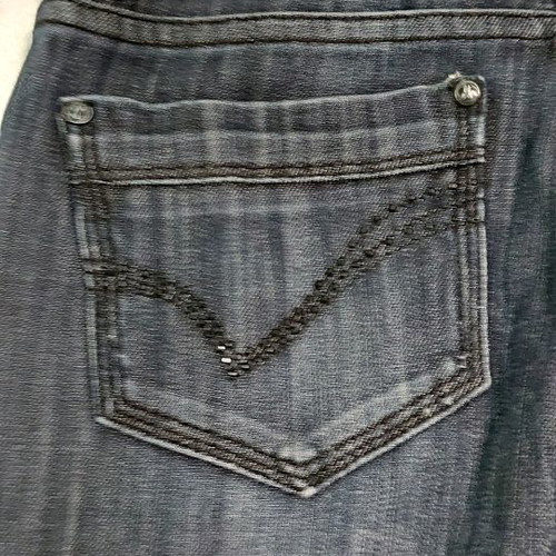Jean elastic pants with rhinestones, size small, black-gray