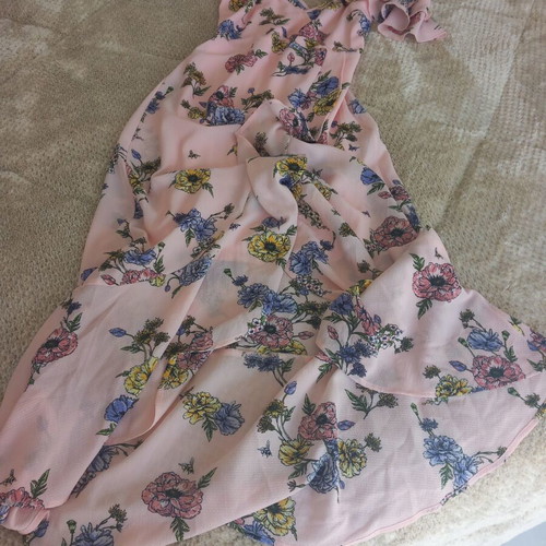 Pink Tom Tailor dress like new with flowers and front slit