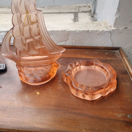Crystal hanging candlestick art deco like new, pink