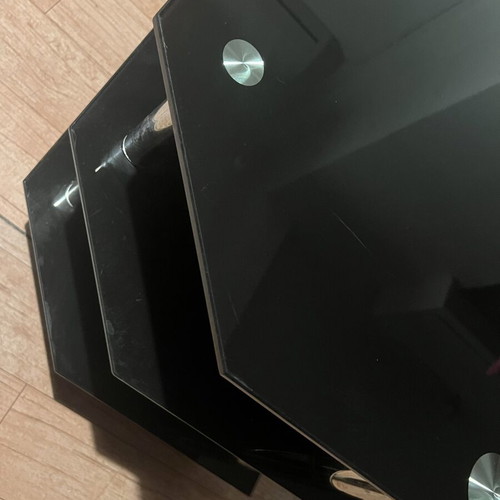 Glass TV table black, used