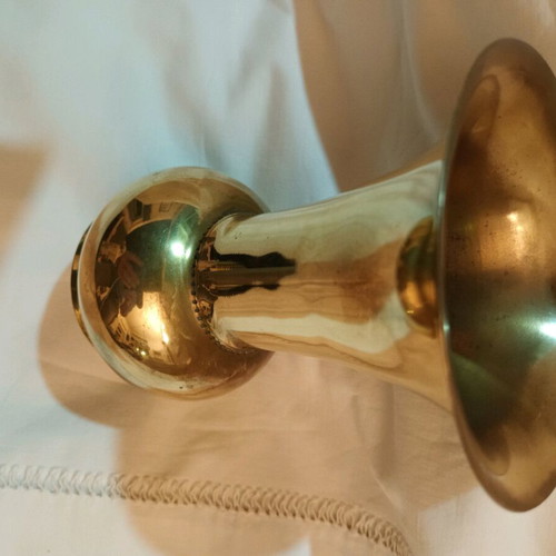 Brass vase art piece with signature like new
