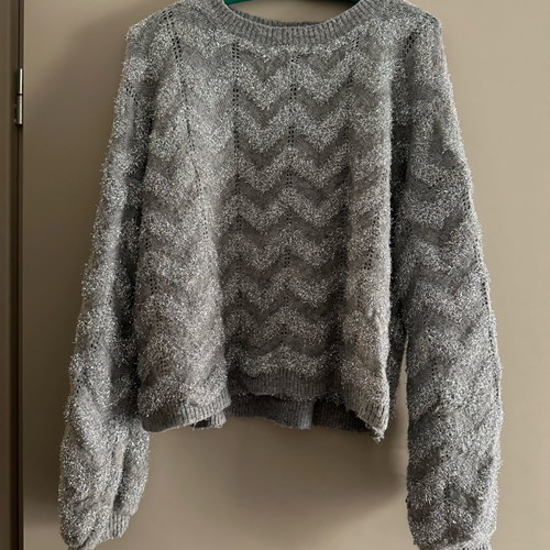 Gigi pullover used, gray with silver stripes, One Size