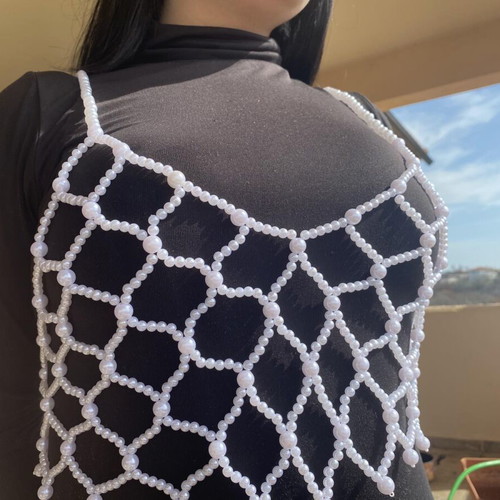 Pearl top new handmade, white