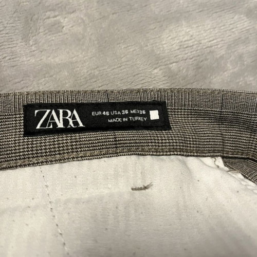 Zara pants gray with blue checkered pattern size 46 like new