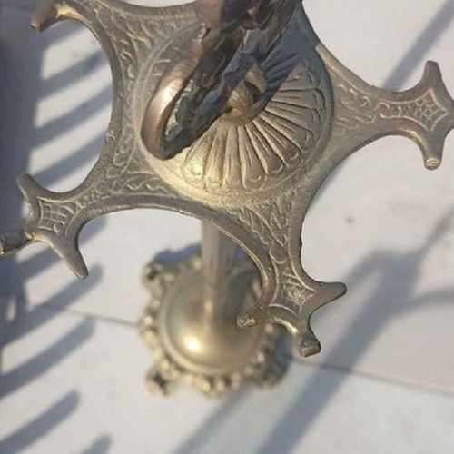 Fireplace set used, bronze, 5 pieces