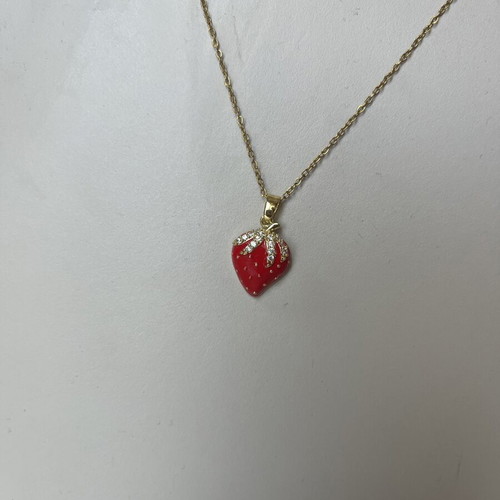Strawberry necklace gold color made to order