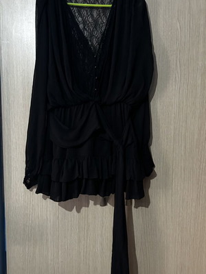 Mini black dress with ruffles and lace Mecchu like new, size S/M