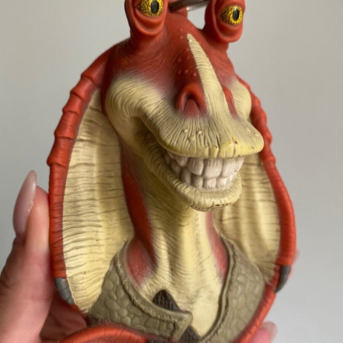 Vintage Star Wars Jar Jar Binks coin purse used, 1999 Applause