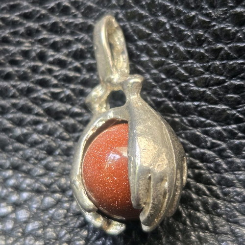 Vintage pendant like new Russian alpaca with orange goldstone