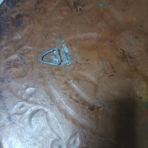 Copper tray used, engraved, 60 cm diameter
