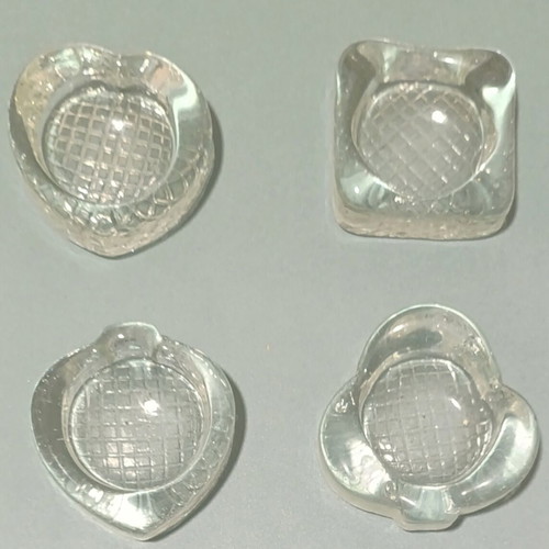 Glass ashtray set with poker card symbols, new, 4 pieces