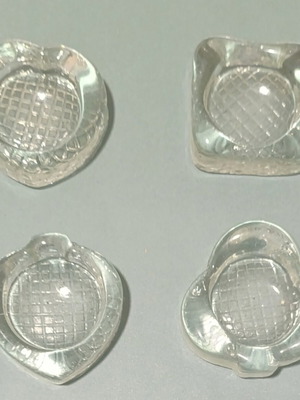 Glass ashtray set with poker card symbols, new, 4 pieces