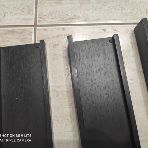 Wall shelves MDF Wenge used, set of 6, 48x10x4cm