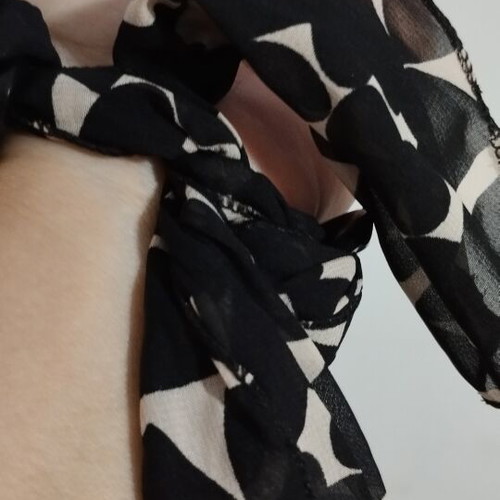 Handmade Muslin Viscose Bracelet with Black Rings, new