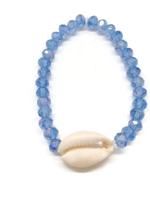 Χειροποίητο βραχιόλι κοχύλι καινούργιο με κρυσταλλικές χάντρες