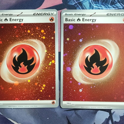 Basic Fire Energy Pokemon cards like new, 2 pieces Galaxy Holo