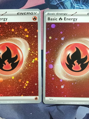 Basic Fire Energy Pokemon cards like new, 2 pieces Galaxy Holo