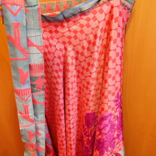 Silk double-sided skirt multicolor, new, fits up to 2XL