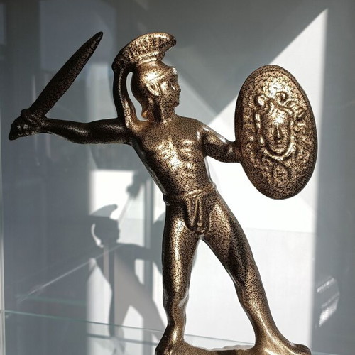 Leonidas Greek Metal Statue with Sword and Medusa Shield New