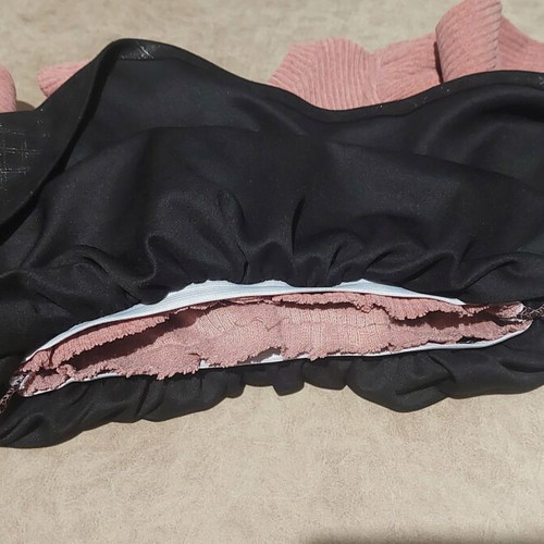 Girls' dress with pink rib top and black checked skirt, like new, ages 8-10