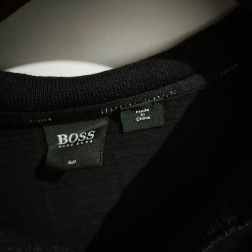 Hugo Boss Golf Vintage Polo shirt used, 100% silk, black, XL