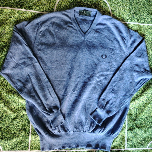 Fred Perry wool sweater used, size M, blue