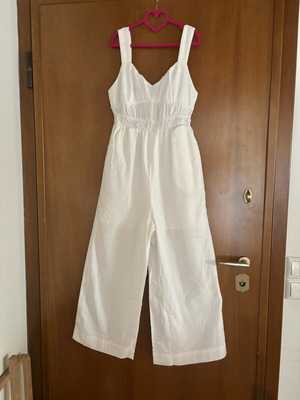 Shein Frenchy Solid Slant Pocket Cami ολόσωμη φόρμα μέγεθος XS σαν καινούργιο, άσπρη, λινό