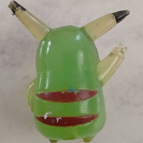 Vintage Pikachu figure miniature, clear green bootleg