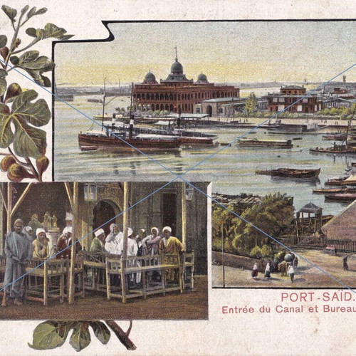 Postcard Egypt Port Said Suez Canal entrance used