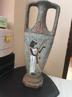 Italian ceramic vase with Egyptian motif Bresciani ARCO Gardasee used