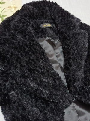 Short black faux fur bolero jacket new On Line