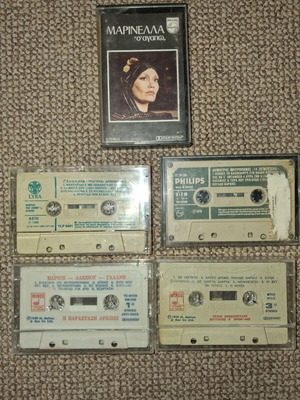 Vintage cassette tapes used, pack of 5 with Greek artists