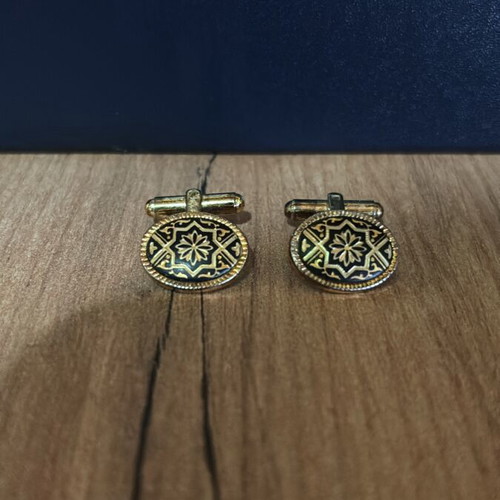 Religious cufflinks like new with Byzantine and geometric motifs
