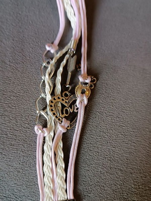 Love bracelet set new with white and pink cords and charms